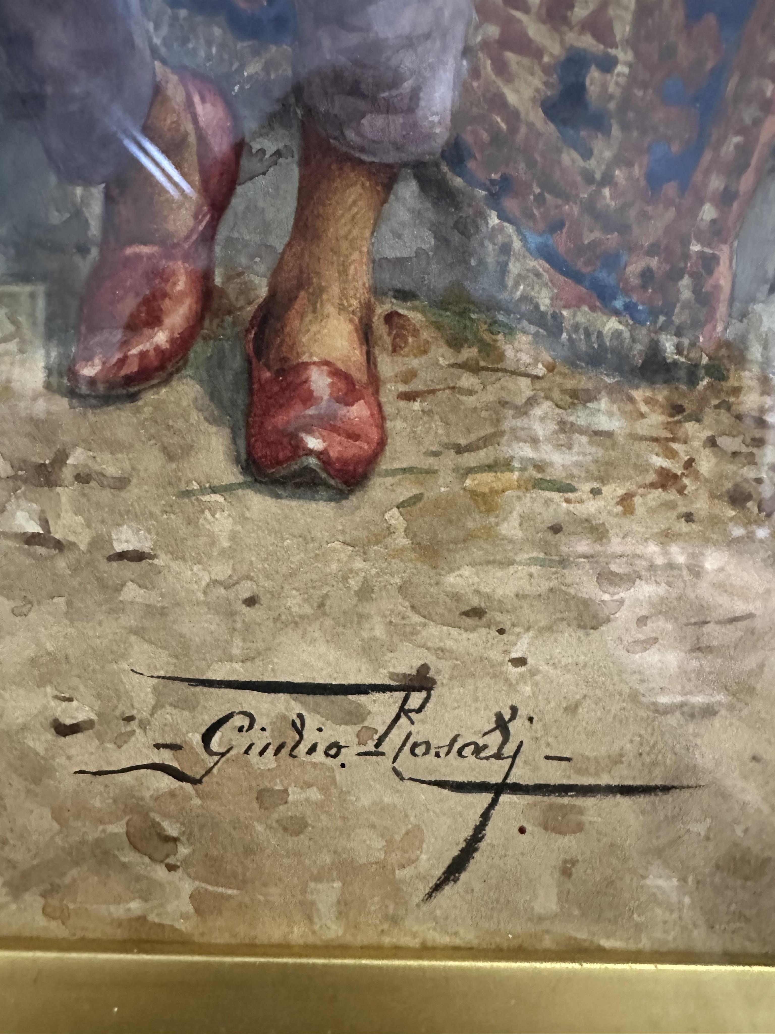 Giulio Rosati, Italian 1858-1917, Orientalist study, figures before an archway